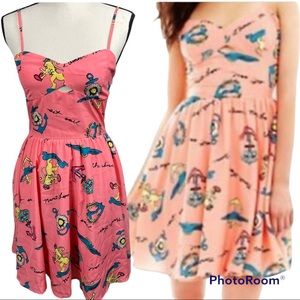 Nanette Lepore L'Amour Adventurer Retro Rockabilly Graphic Swing Dress Size 5